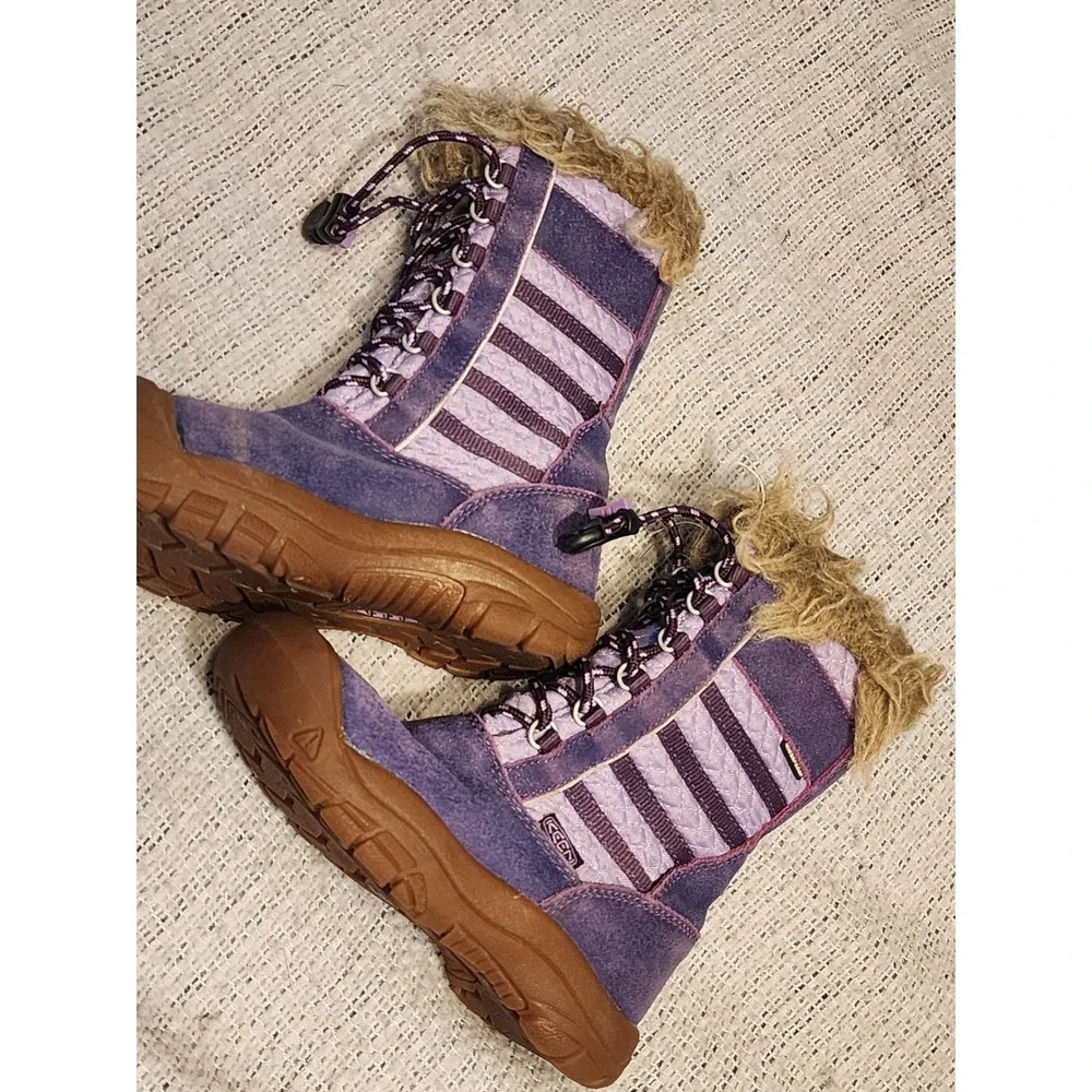 KEEN Kids Purple Suede‎ Faux Fur Winter Snow Boots Size US 12 1011817